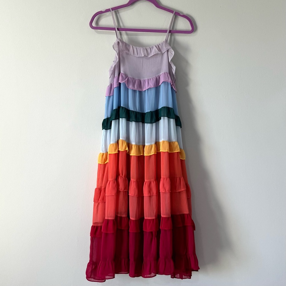 Storia Color Me Pretty Rainbow Tiered Ruffle Dress - Small